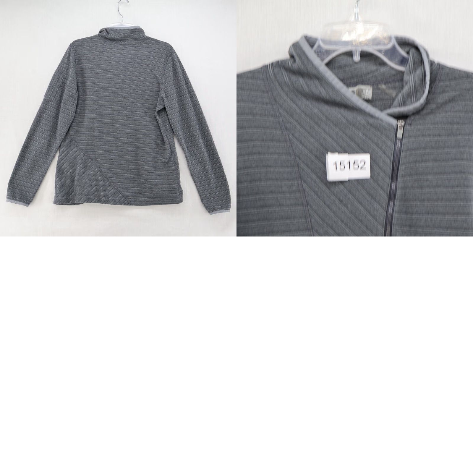 Athleta Athleta Stripe Strength 1/4 Zip Jacket Women's Large Gray Fleece Running Workout Size L / US 10 / IT 46 - 8 Thumbnail