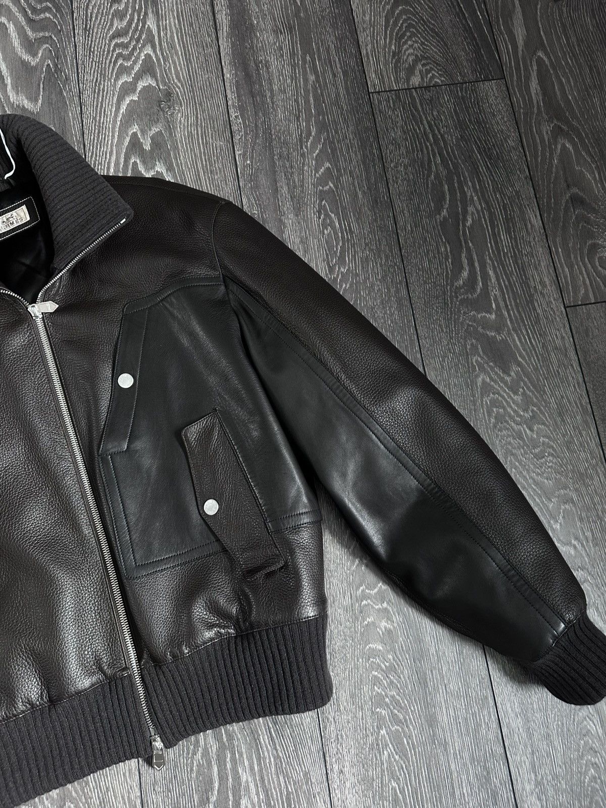 Hermes hermes maxi leather patch ribbed bomber jacket Size US L / EU 52-54 / 3 - 4 Thumbnail