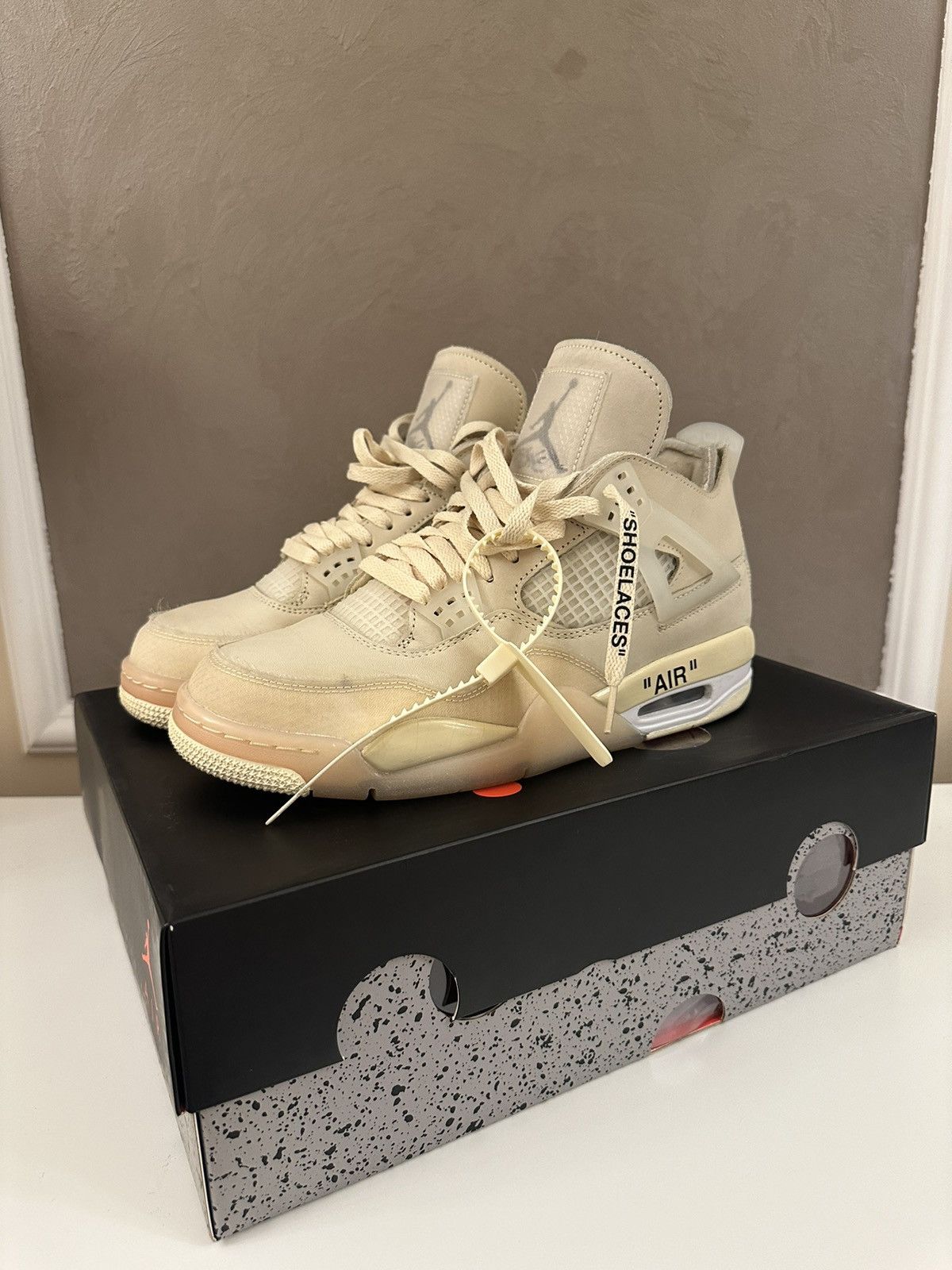 image of Jordan Nike Jordan 4 Off White Sail Shoes in Beige, Men's (Size 8)