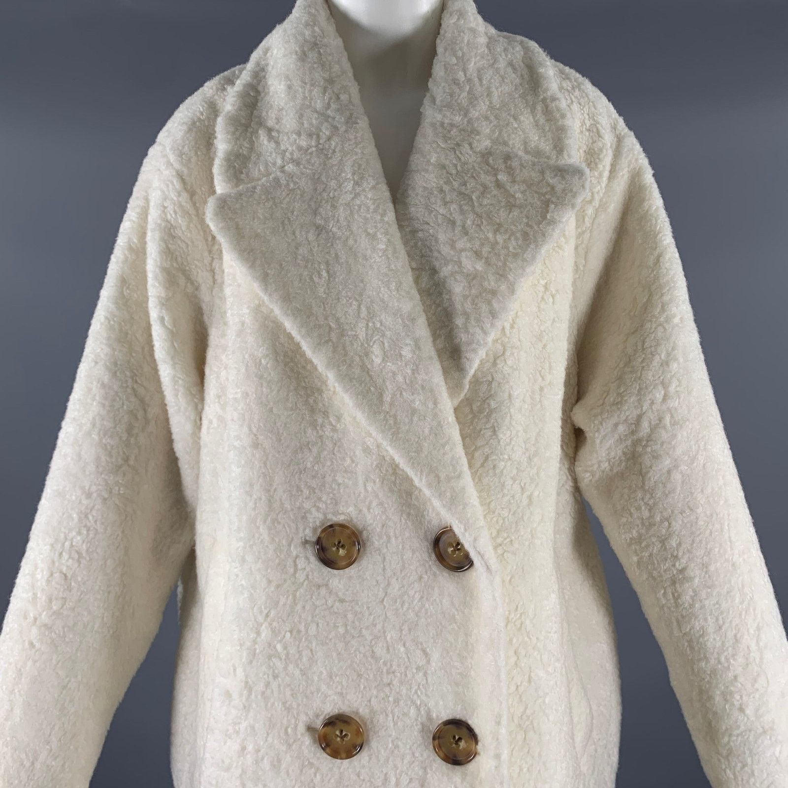 Kate Spade KATE SPADE Size XL Cream Acrylic Blend Faux Fur Peacoat Size XL / US 12-14 / IT 48-50 - 2 Thumbnail
