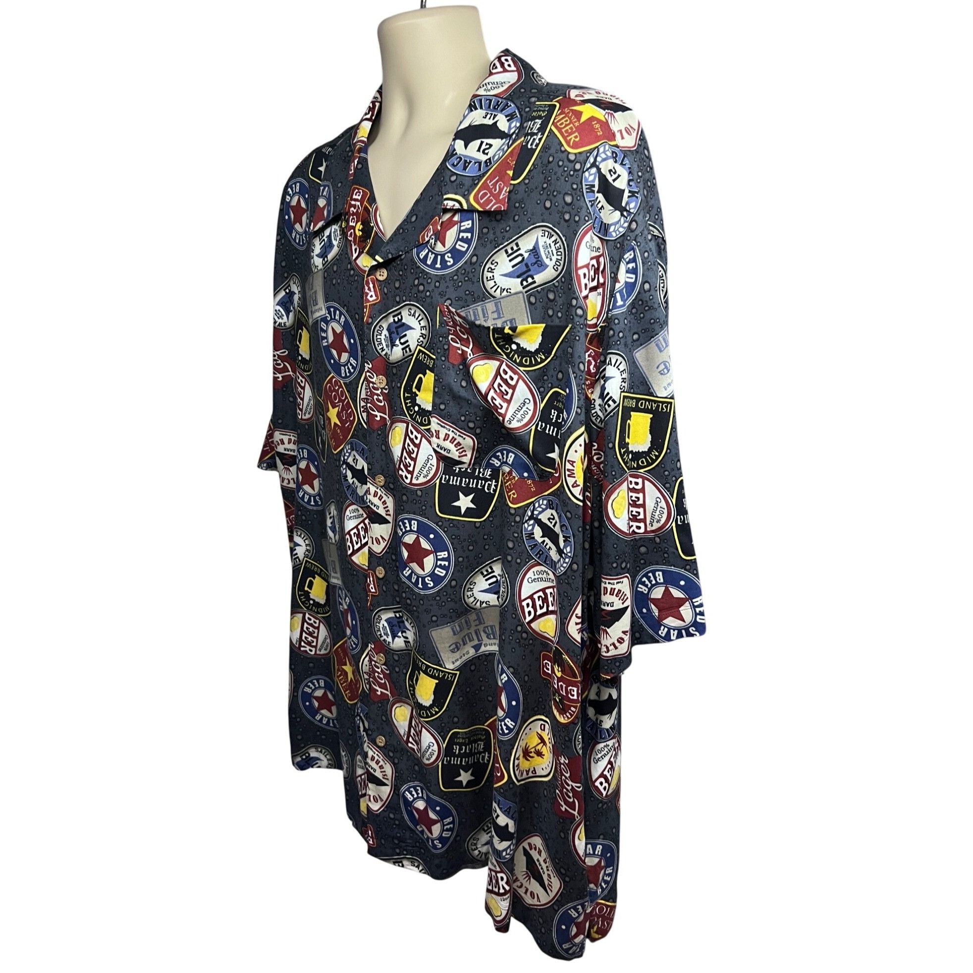 Vintage George Mens Vintage Retro Beer Blue Button Up Camp Shirt 3XL Size US XXL / EU 58 / 5 - 3 Thumbnail
