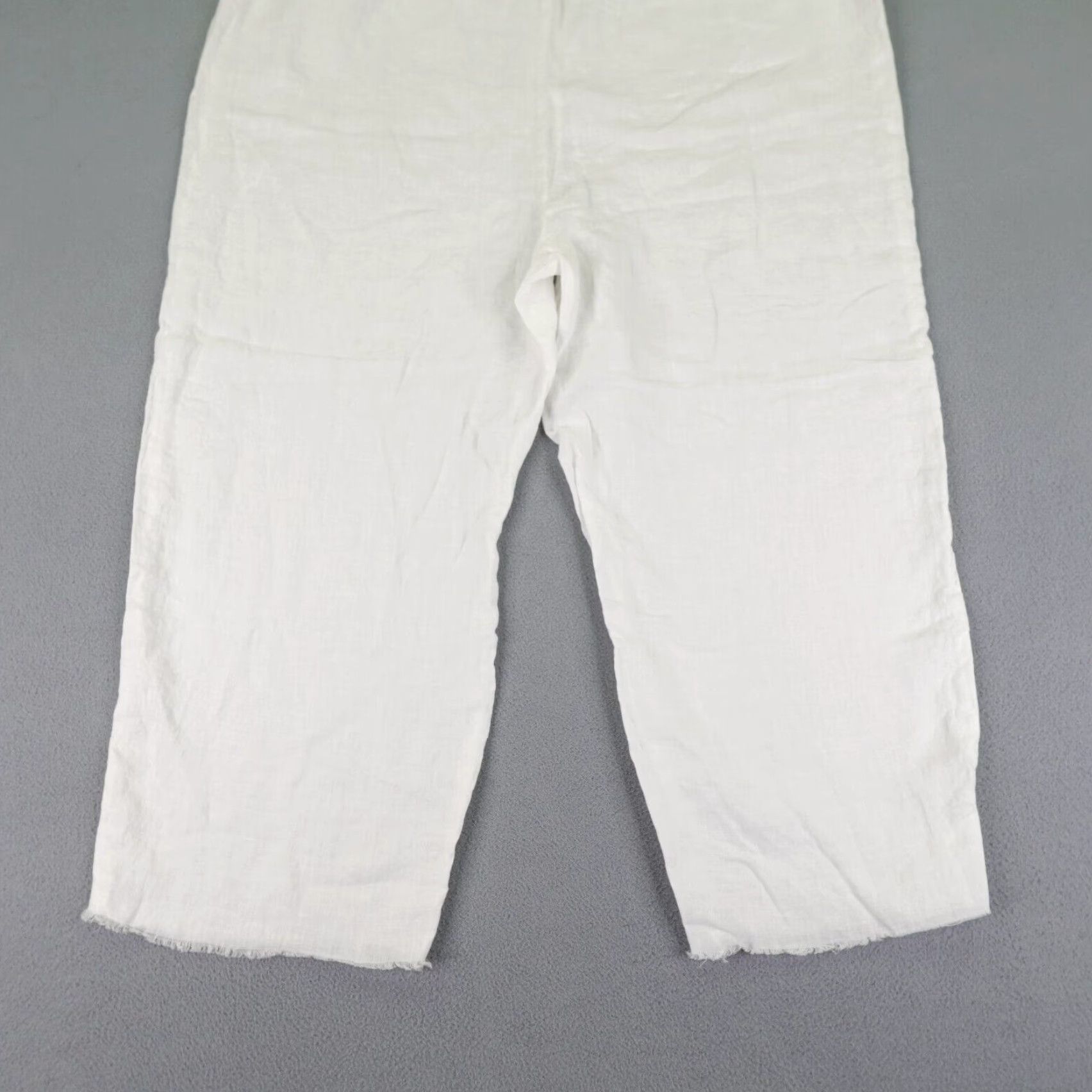 Eileen Fisher VINTAGE Eileen Fisher Pants Women Large White Linen Wide-Leg Cropped Bohemian Inseam 21in Regular Size 36" / US 14 / IT 50 - 6 Thumbnail