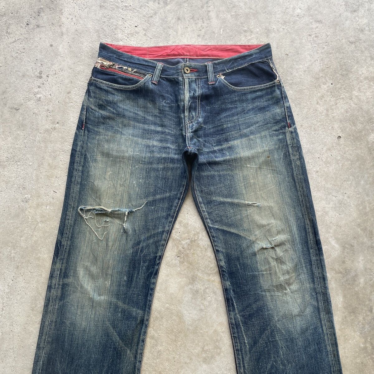 Japanese Brand × Jean × Vintage W35x34 Vintage Japanese Distressed Rusty Jeans Faded Pants Size US 35 - 4 Thumbnail