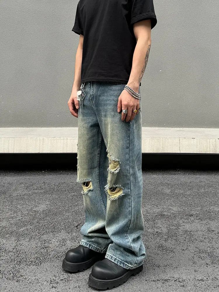 Jean Distressed Denim Jeans, Ripped Jeans Size US 32 / EU 48 - 4 Thumbnail