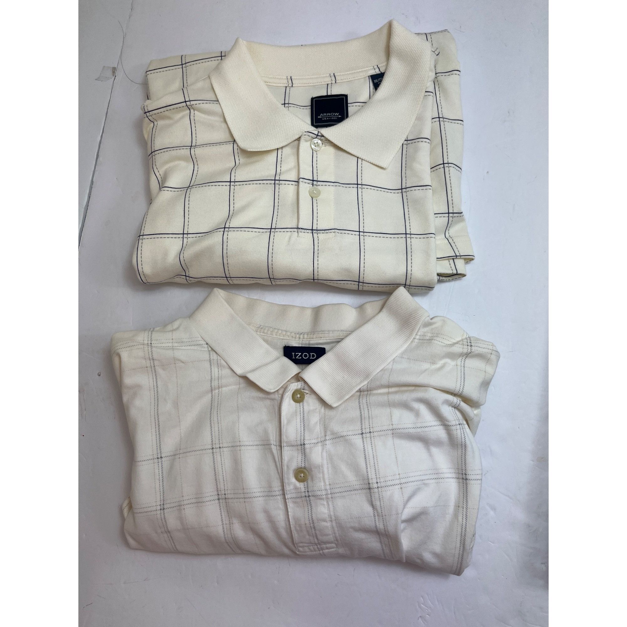 Other Arrow Mens White Checkered Polo Shirt XXL Cotton/Polyester B Size US XXL / EU 58 / 5 - 3 Thumbnail