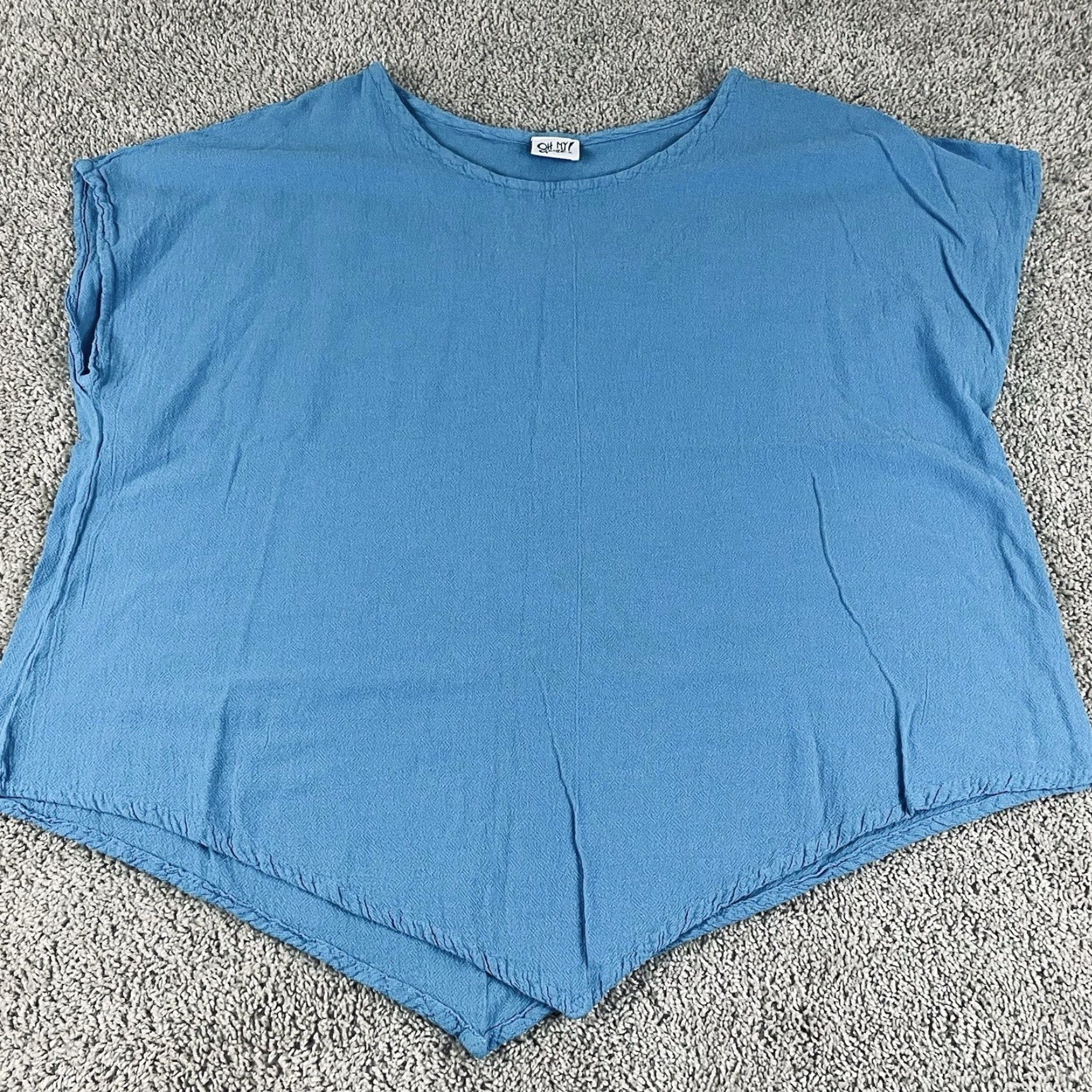 Vintage Oh My Gauze! Blouse Shirt Sleeveless Women 3 Lagenlook Casual Blue 100% Cotton Gauze Size XS / US 0-2 / IT 36-38 - 2 Thumbnail