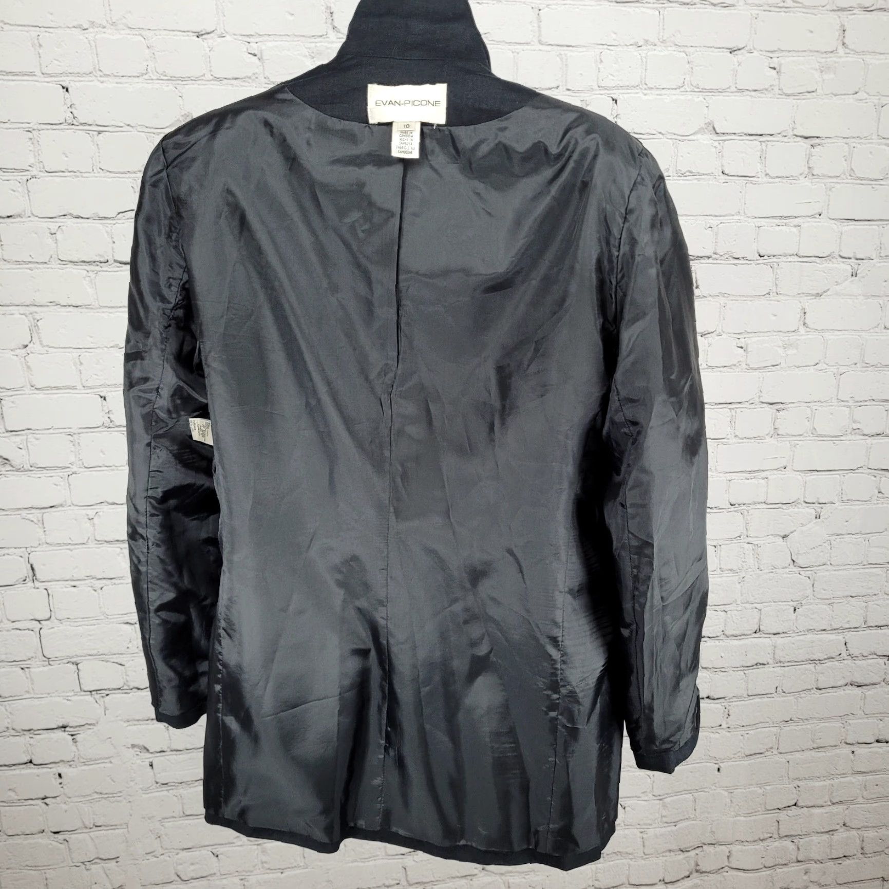 Evan Picone Evan Picone Blazer Women Dress 100% Linen Lightweight Notch Buttoned Black Size 10 Size L / US 10 / IT 46 - 6 Thumbnail