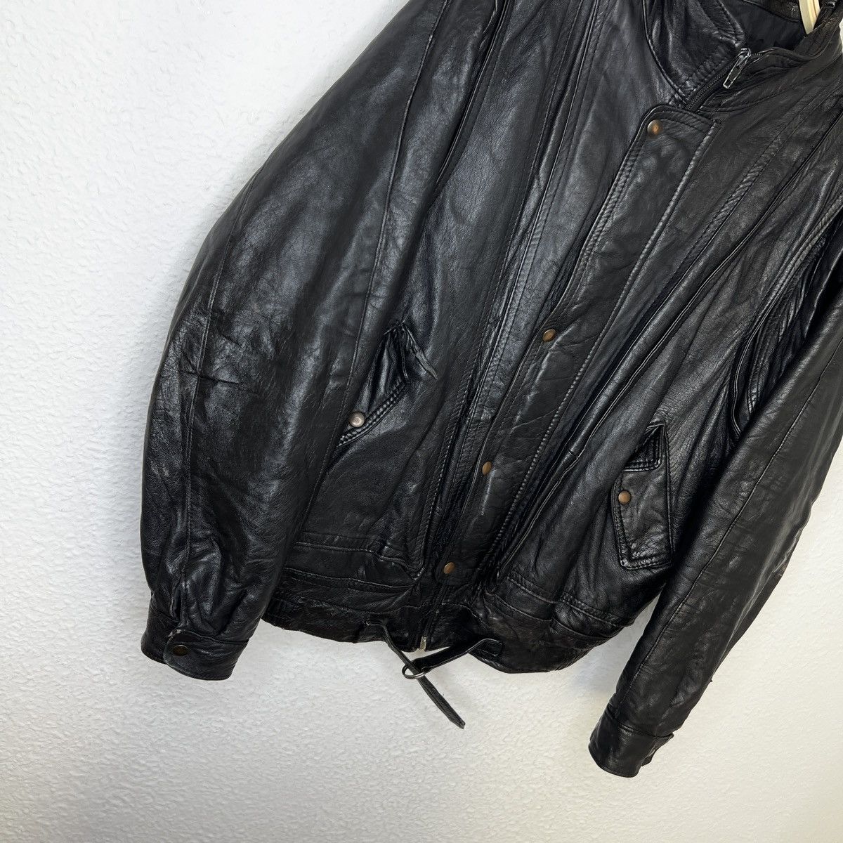 Vera Pelle × Vintage Vintage Leather Jacket Biker Ramones Black Genuine Trucker Size US M / EU 48-50 / 2 - 2 Thumbnail