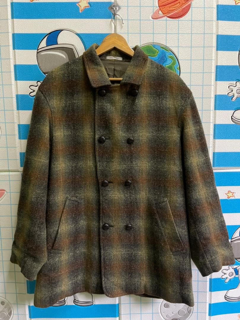 Japanese Brand Tailor's Bench Made in Japan Plaid Wool Double Breasted Coat Size US M / EU 48-50 / 2 - 1 Thumbnail