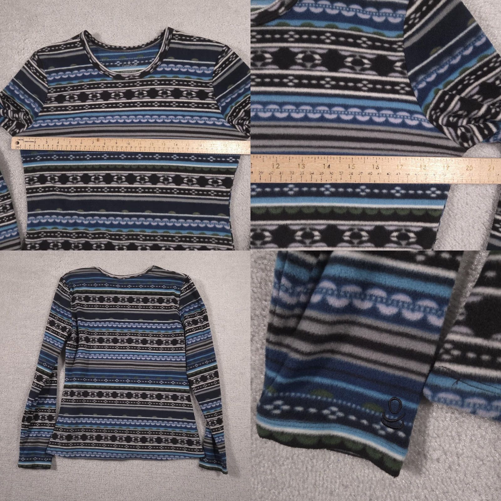 Vintage Cuddl Duds Pajama Top Womens L Blue Fair Isle Fleece Long Sleeve Shirt Size L / US 10 / IT 46 - 8 Thumbnail
