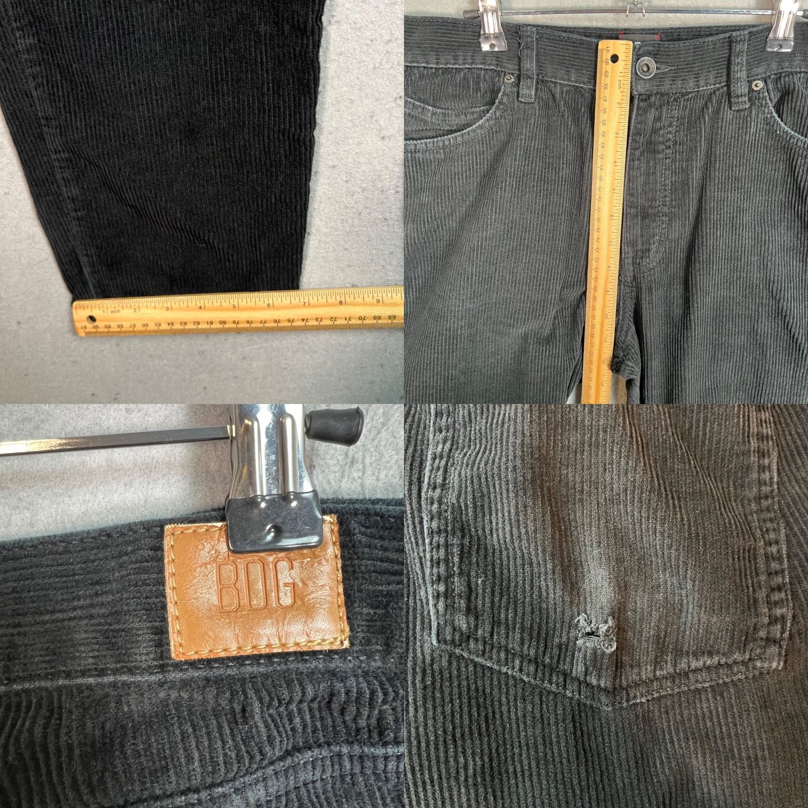 Urban Outfitters BDG Urban Outfitters Black Corduroy Dad Fit Pants Mens Casual Cotton 33 x 32 Rect Straight Regular Front Flat Front Chino Size US 33 - 8 Thumbnail