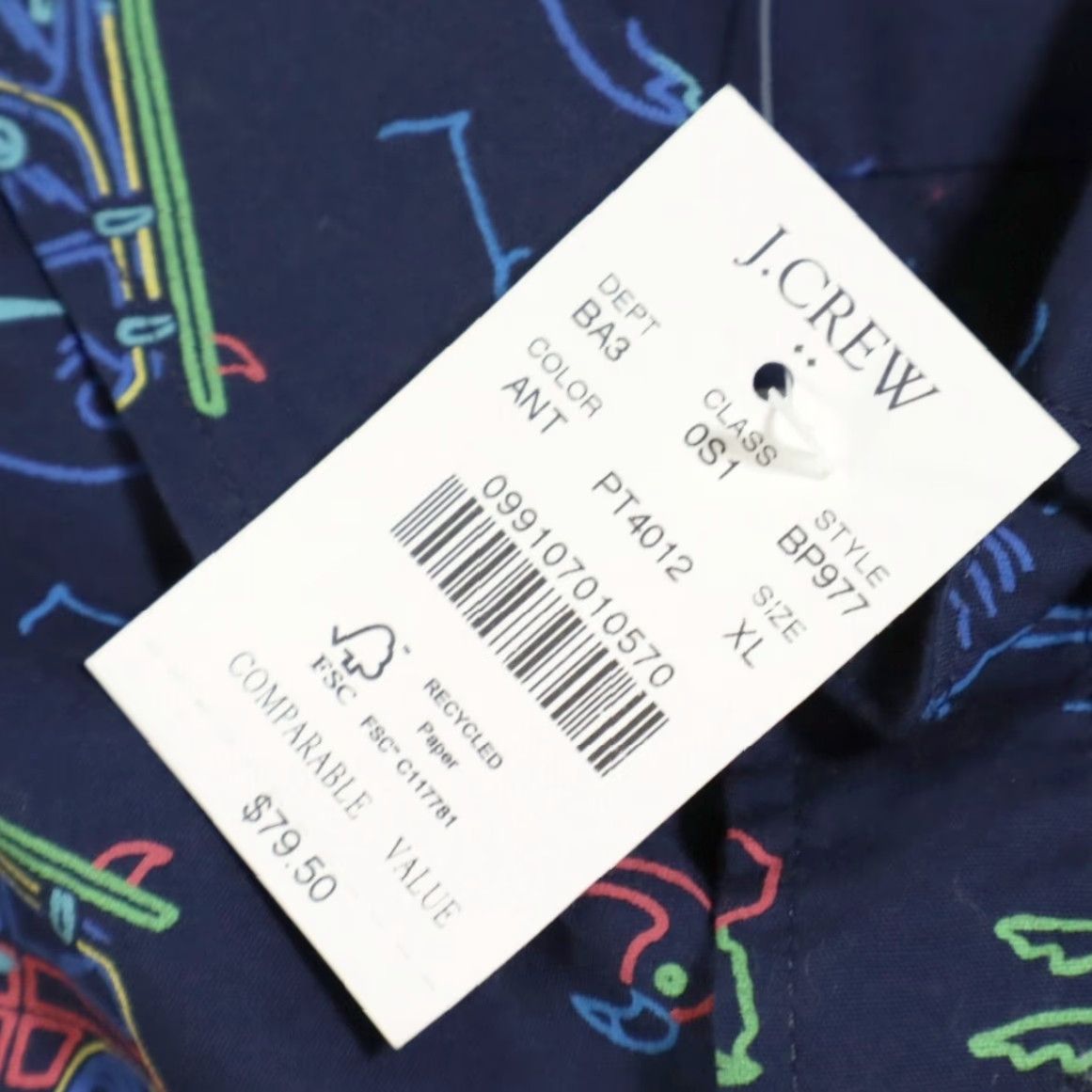 Vintage J Crew Flex Washed Neon Beach Button Down Shirt Navy Blue Men's XL Size US XL / EU 56 / 4 - 6 Thumbnail
