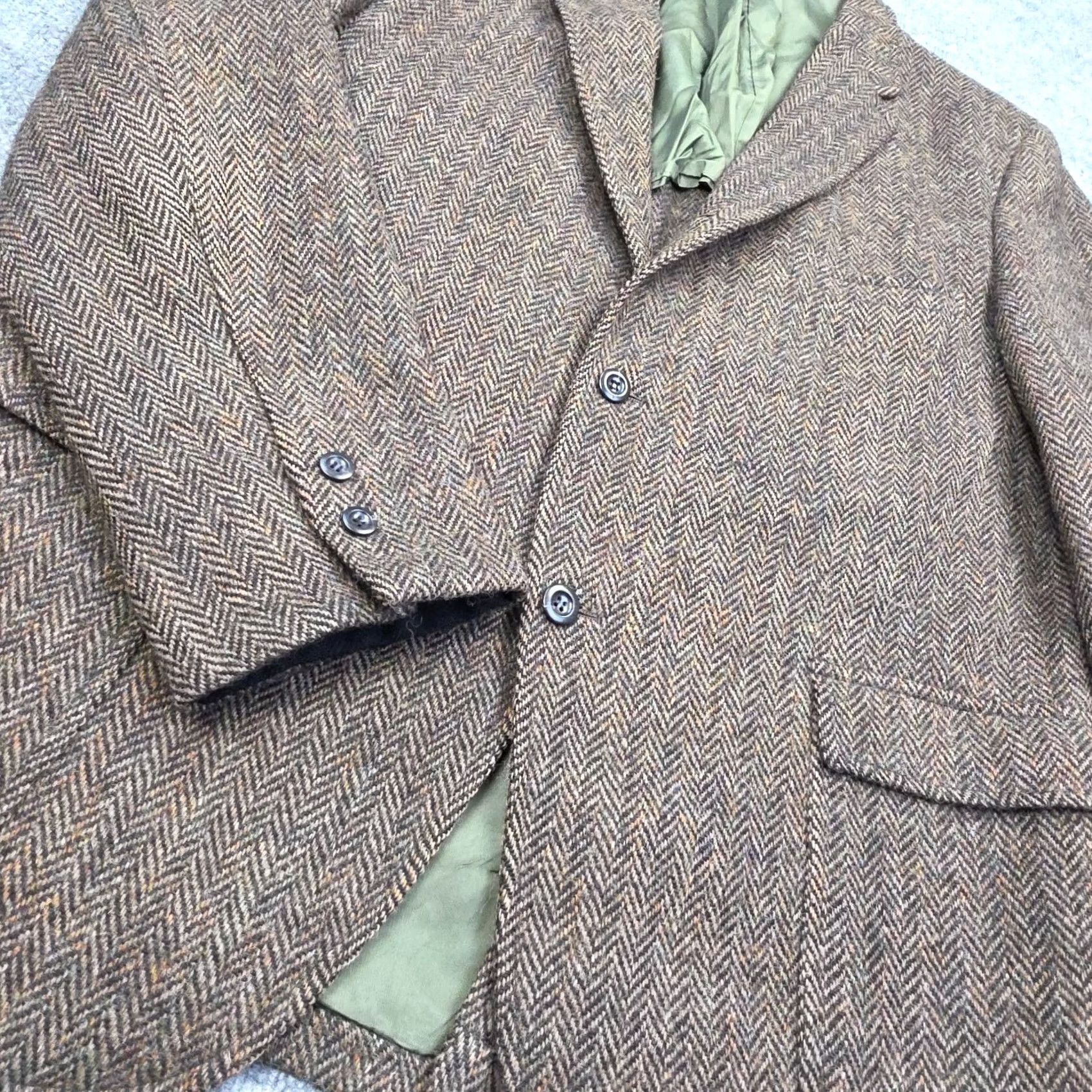 Harris Tweed VINTAGE Harris Tweed Wool Blazer Men's 46" Chest 30" Length Brown Pockets Union Blazer Regular Wool Tweed Mens 46 Mens Block Preppy Brown Size 46R - 2 Thumbnail