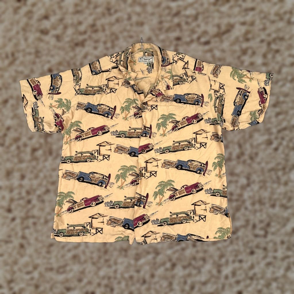 Vintage VINTAGE Beck Sport Shirt Men Yellow 2XL Floral Cars Hawaiian Short Sleeve Button-Up Size US XXL / EU 58 / 5 - 1 Thumbnail