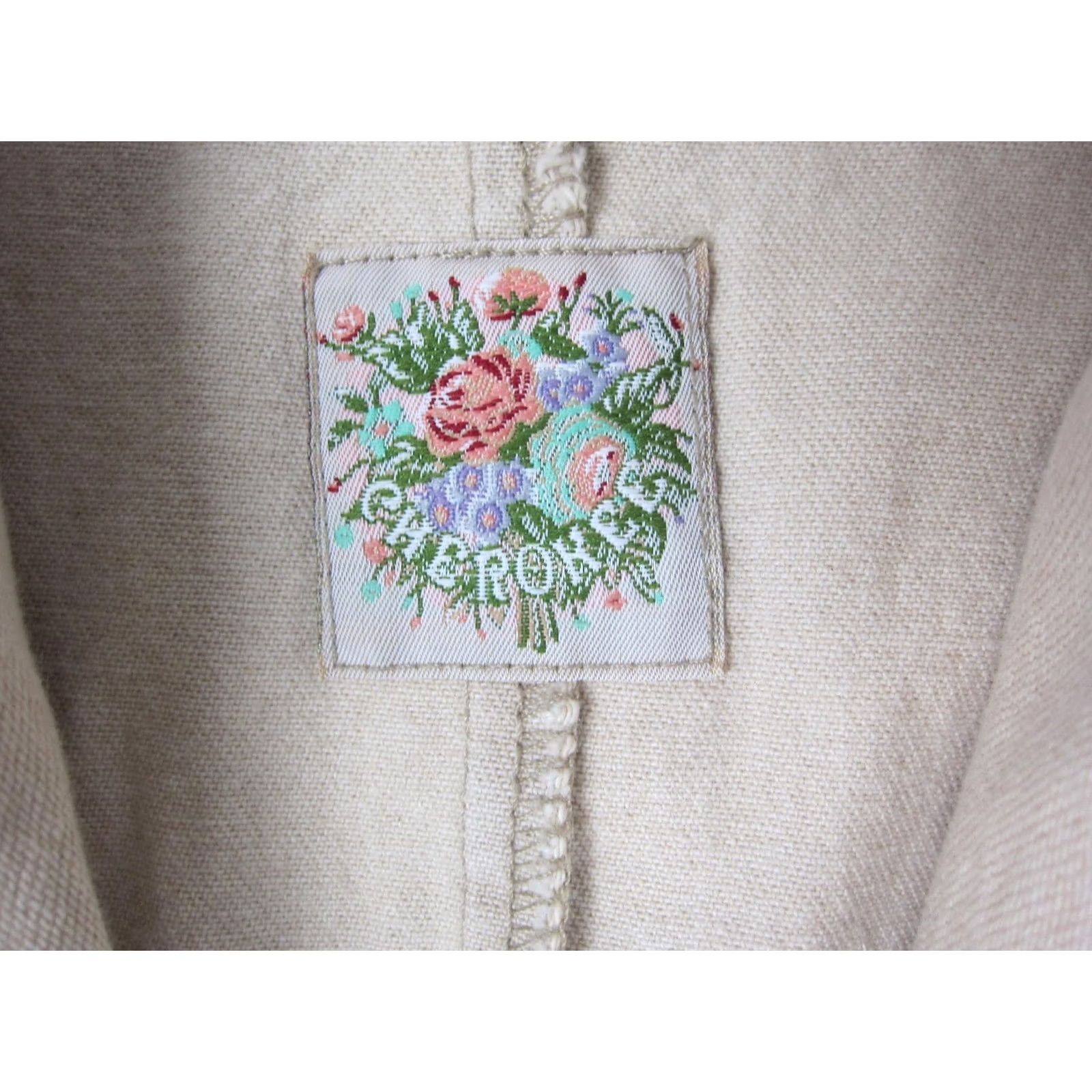 Cherokee VINTAGE Cherokee Blazer Jacket Womens M Creme Khaki Lace Trim Made in USA Size M / US 6-8 / IT 42-44 - 4 Thumbnail