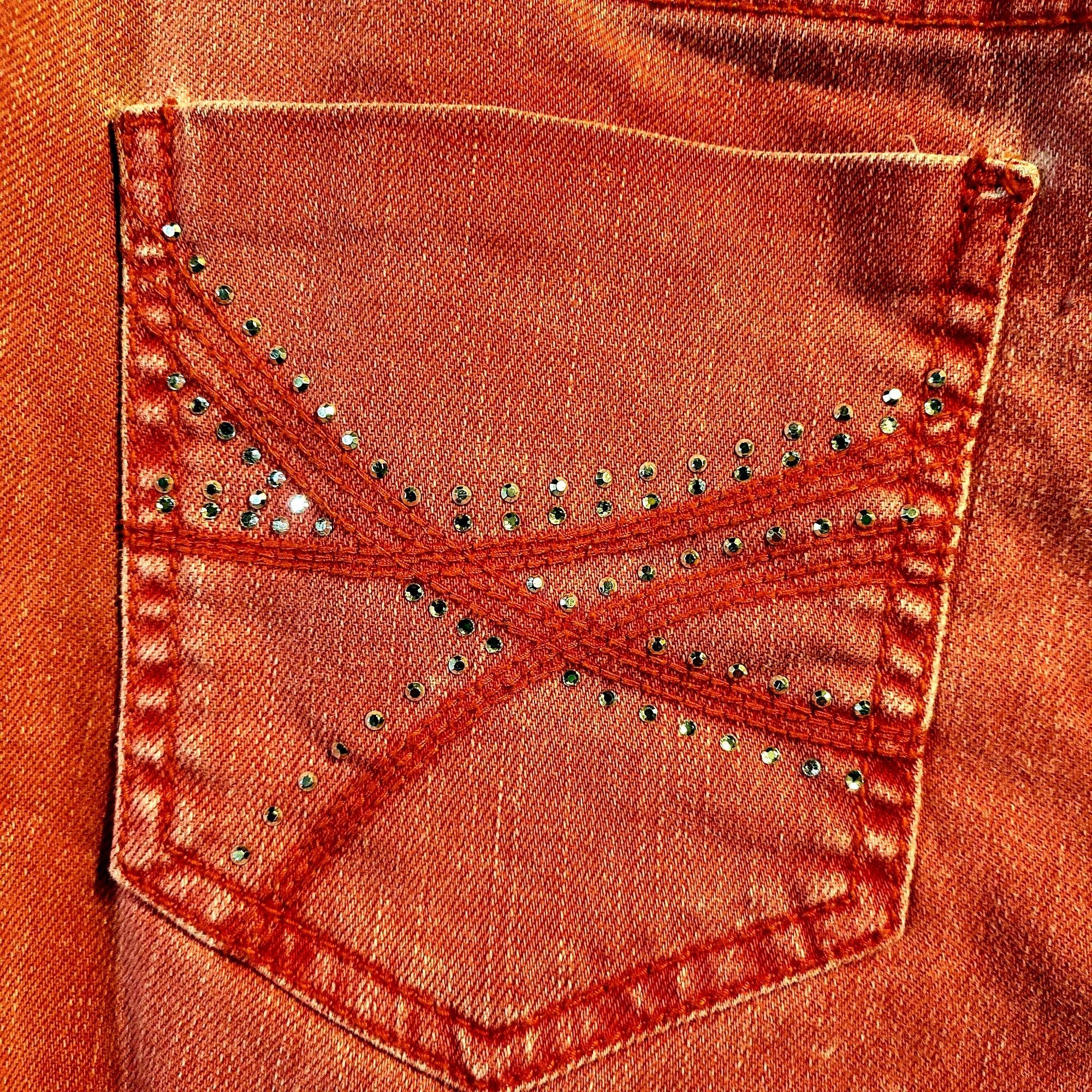 Chicos Chico's Sz 00 (XXS/2) Orange Bling Denim Capris Size 30" / US 8 / IT 44 - 3 Thumbnail