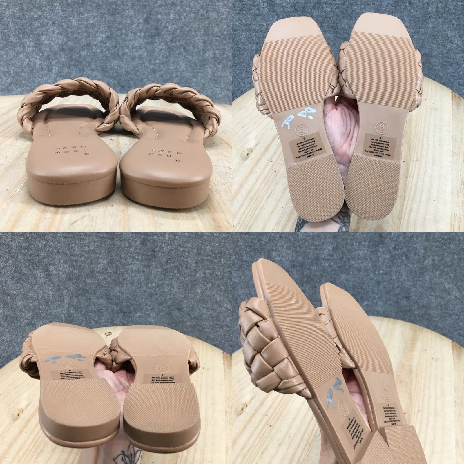 Vintage A New Day Sandals Womens 6 Casual Slip On Braided Flats Slide Brown Faux Leather Sandal Women Braided Flat Slide Brown Faux Leather Size US 6 / IT 36 - 8 Thumbnail