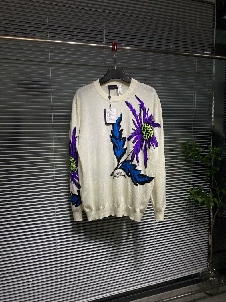 Louis Vuitton Louis Vuitton Floral Embroidery Knit Sweater- DMC Size US L / EU 52-54 / 3 - 1 Thumbnail