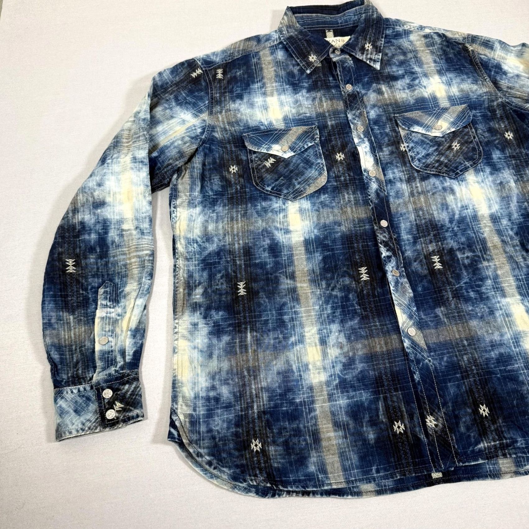 Vintage Ryan Michael Shirt Mens L Blue Plaid Western Pearl Snap Western Cowboy Work Button-Up Size US L / EU 52-54 / 3 - 5 Thumbnail
