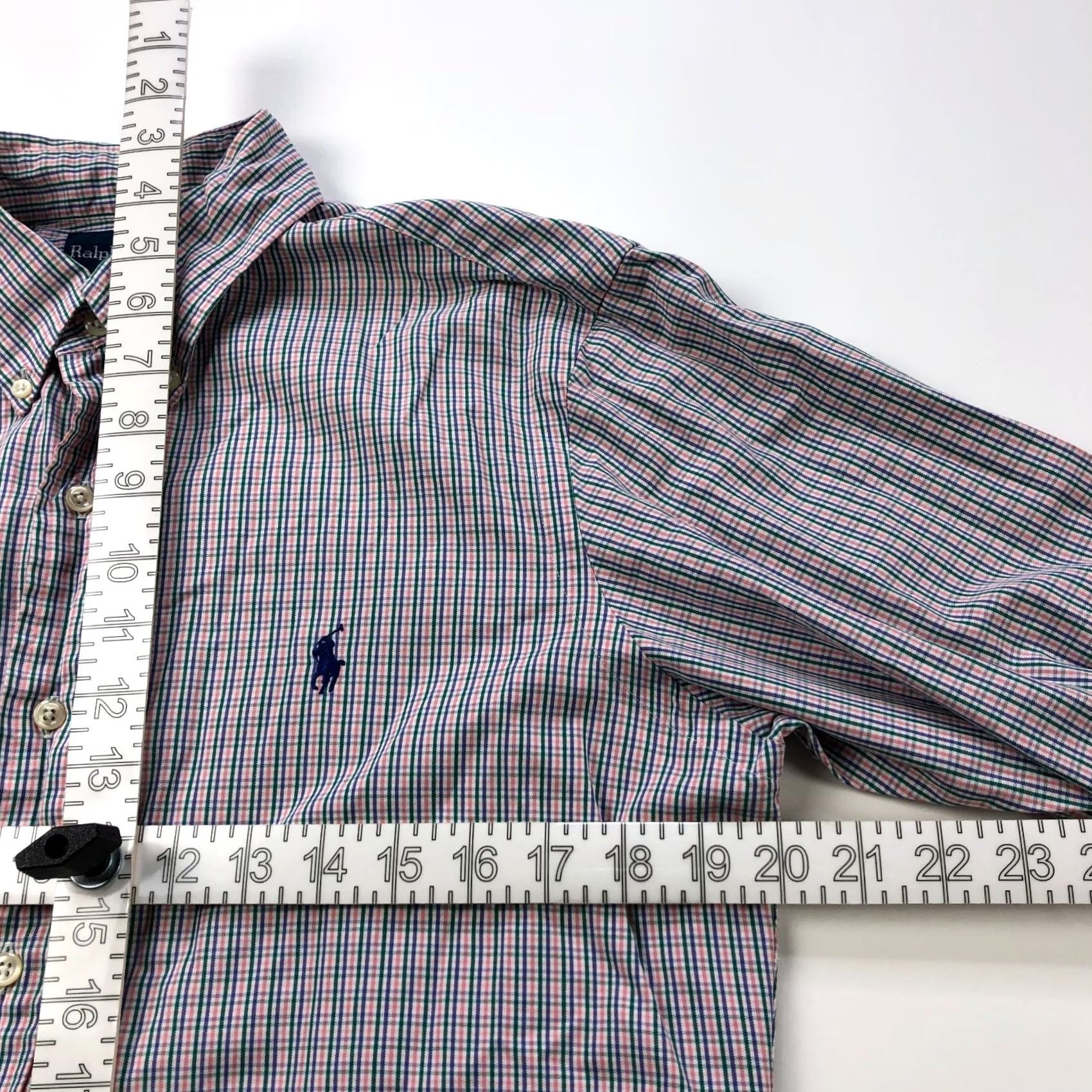 Polo Ralph Lauren Ralph Lauren Custom Fit Pinpoint Oxford 15.5 34/35 LS Dress Shirt Green Pink Size 42R - 5 Thumbnail