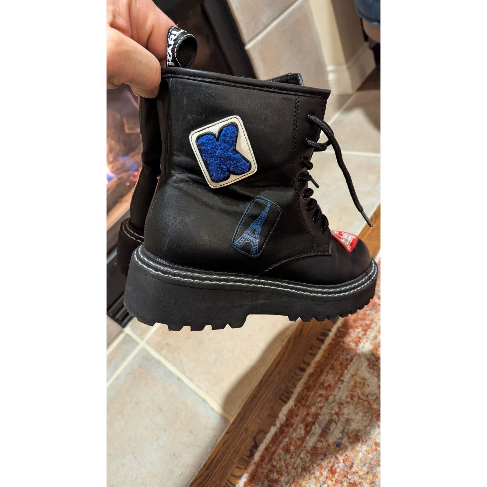 Karl Lagerfeld Karl Lagerfeld Paris Zip Up Combat Boots Dixie E23 Patches Size US 11 / IT 41 - 1 Thumbnail