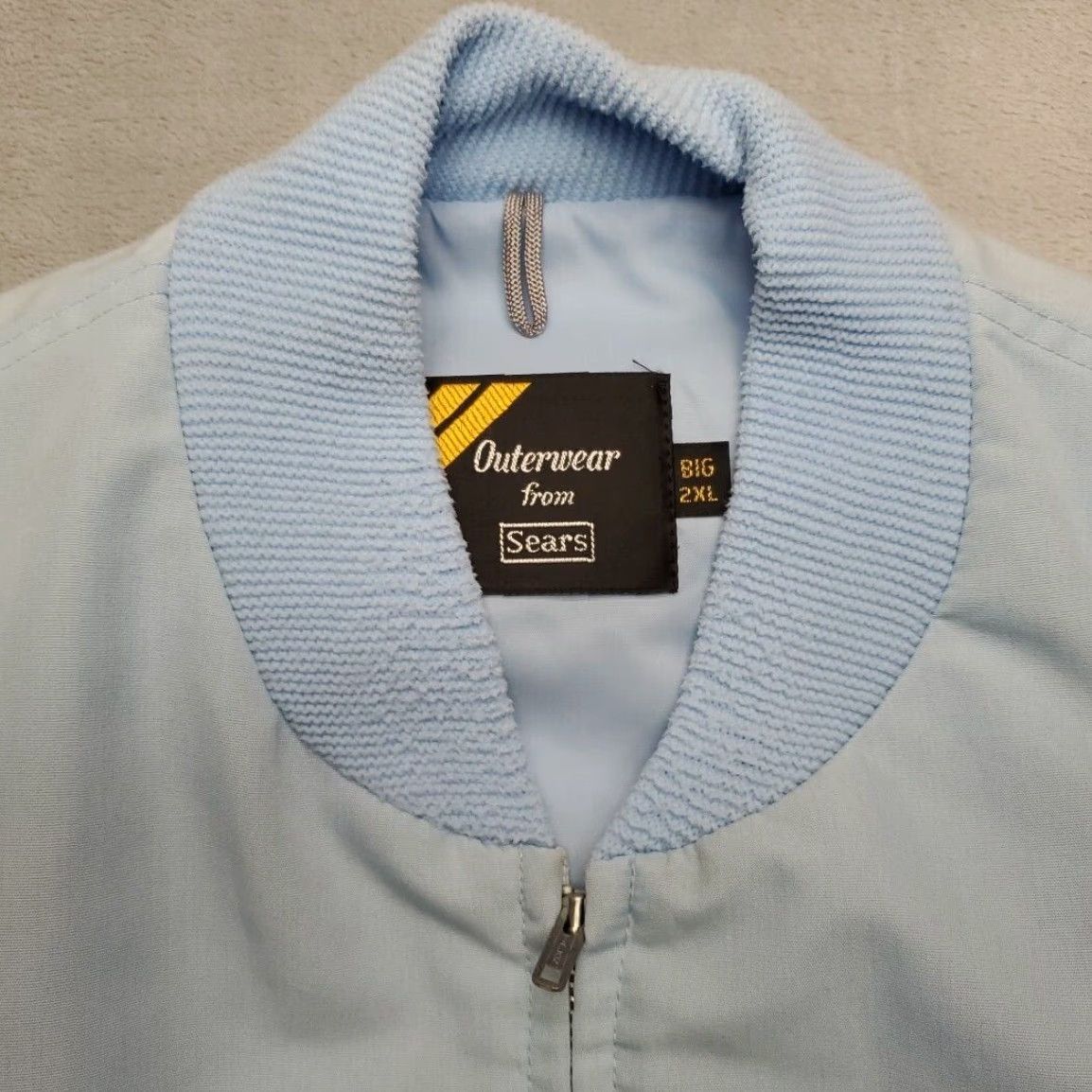 Sears VINTAGE Sears Bomber Jacket Men 2X Big Blue Cotton Blend Wind-Resistant Outdoor Ribbed Poplin 70s 80s Retro Casual Mens Size US XXL / EU 58 / 5 - 3 Thumbnail