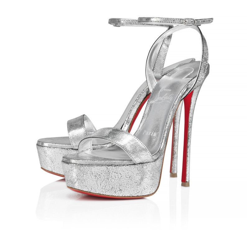 Christian Louboutin os11x0526 Loubi Queen Alta 150mm Sandals in Silver Size US 11 / IT 41 - 2 Thumbnail
