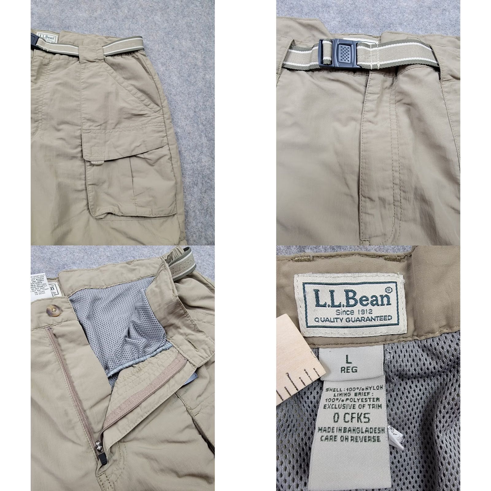 Vintage L.L. Bean Pants Mens Large Brown Convertible Cargo Pockets Belted Outdoor Pants Size US 33 - 8 Thumbnail