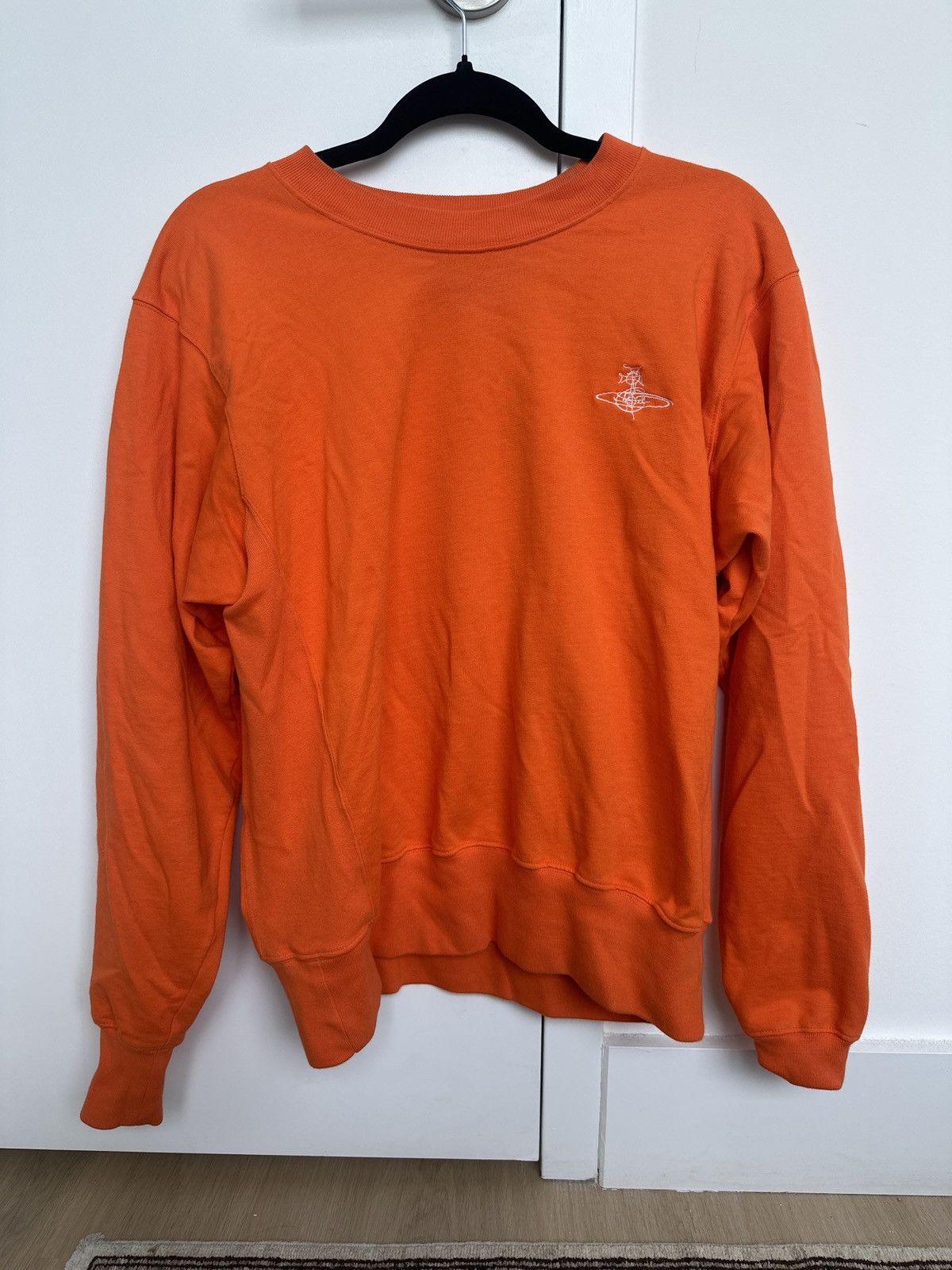 image of Vivienne Westwood Anglomania Small Orb Logo Classic Crewneck in Orange, Men's