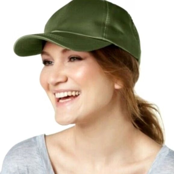 Vintage Collection XIIX Satin Baseball Cap Adjustable Back One Size Olive Green Casual Women Baseball Cap Adjustable Back One Size Olive Green Womens Cap Size ONE SIZE - 2 Thumbnail