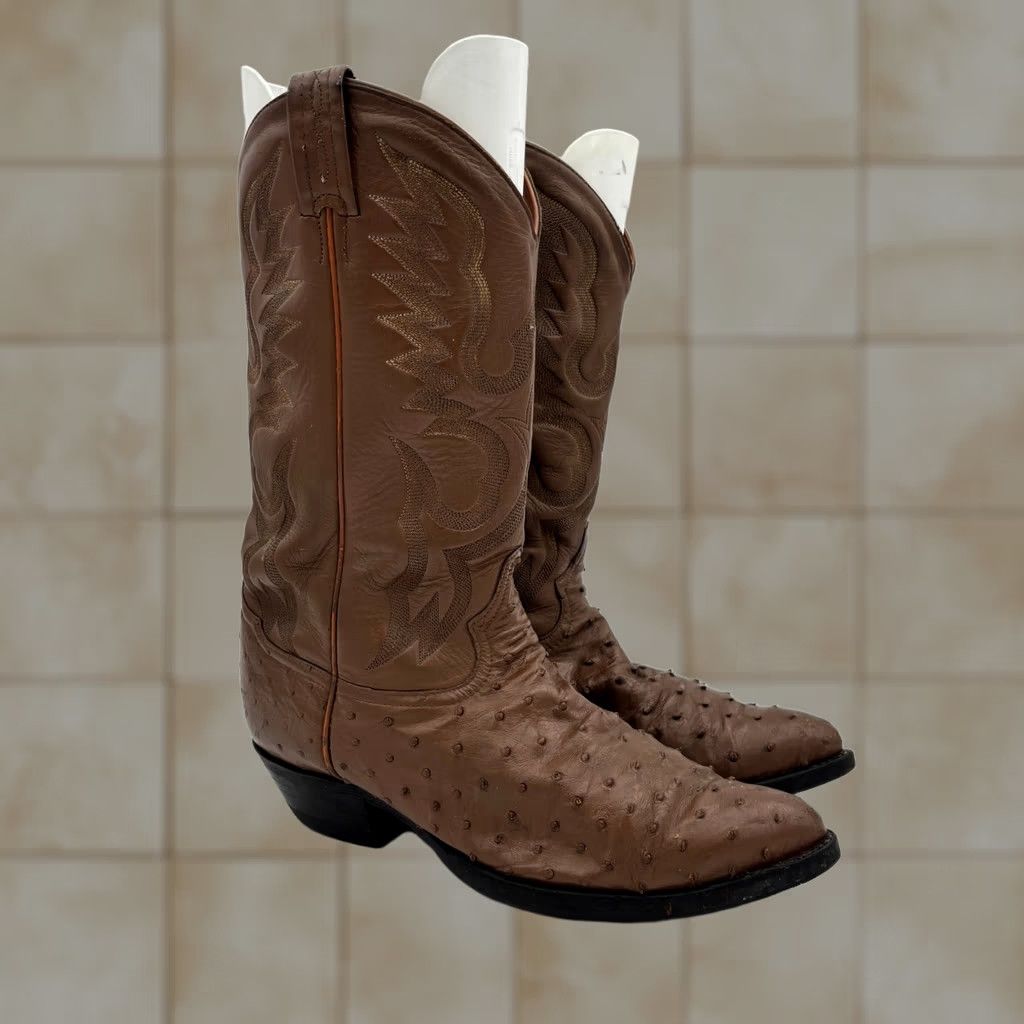 Tony Lama Tony Lama Western Boots Ostrich Leather Cowboy 9.5 EE Men's Size US 10 / EU 43 - 1 Thumbnail