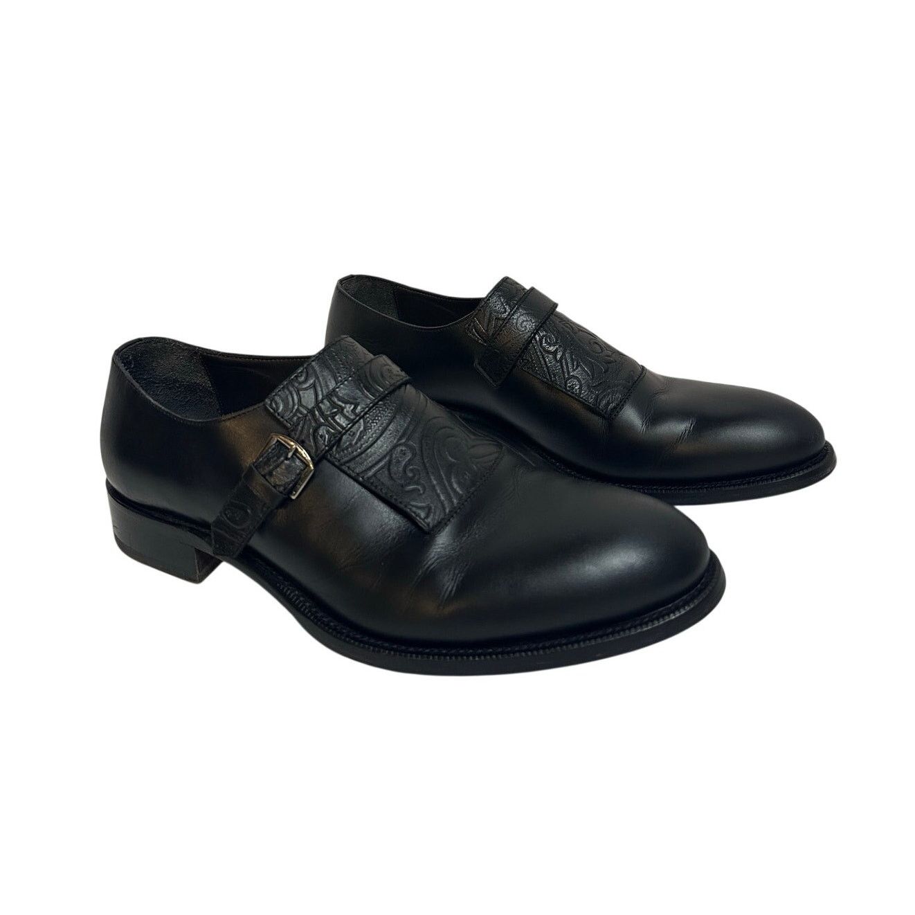 Etro Monk Strap Glossed Black Leather Shoes size IT 44 US 11 Size US 11 / EU 44 - 1 Thumbnail