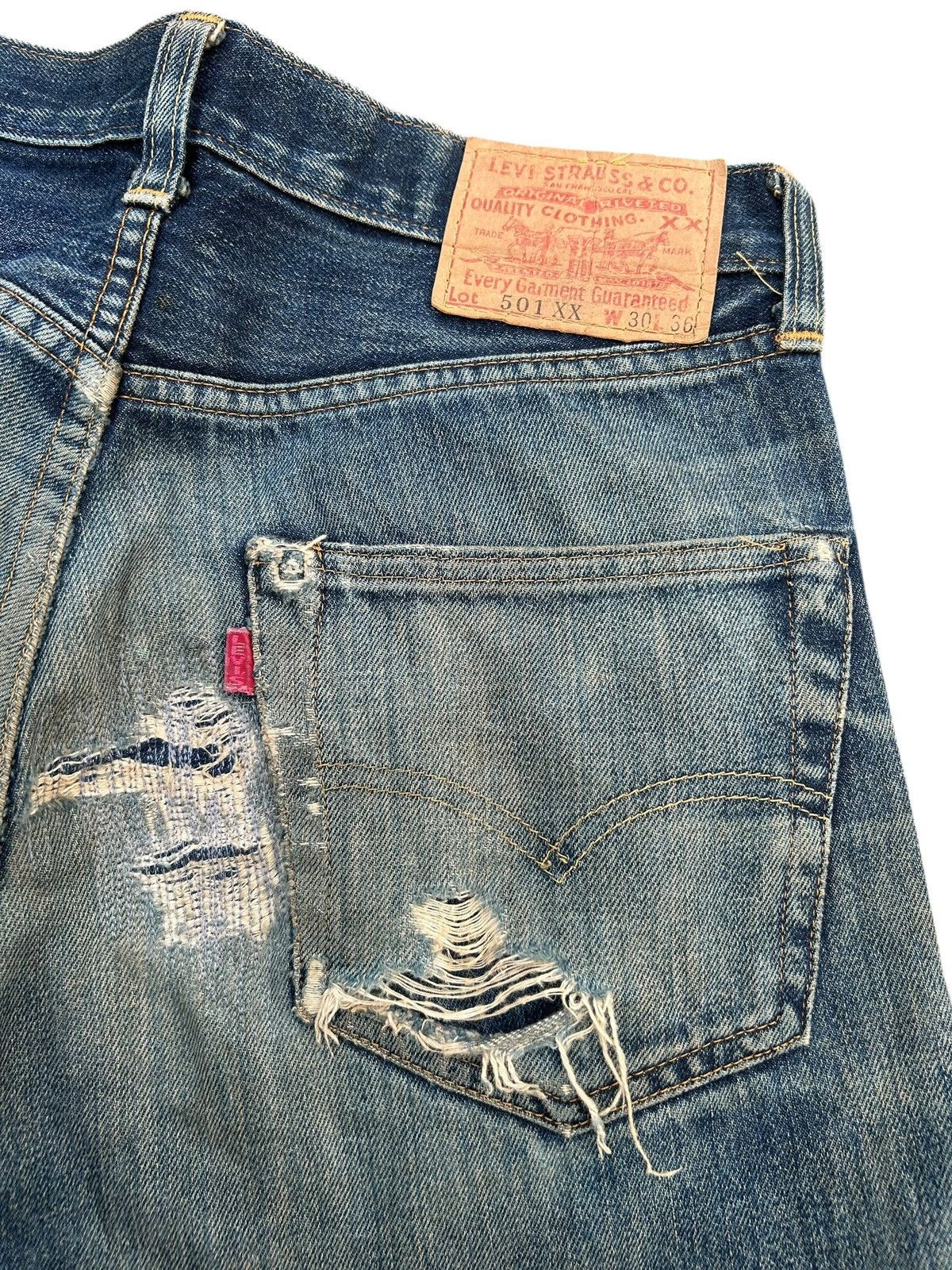 Kapital Vintage Levis 501XX big E Selvedge Distressed Repair Denim Size US 29 - 14 Thumbnail