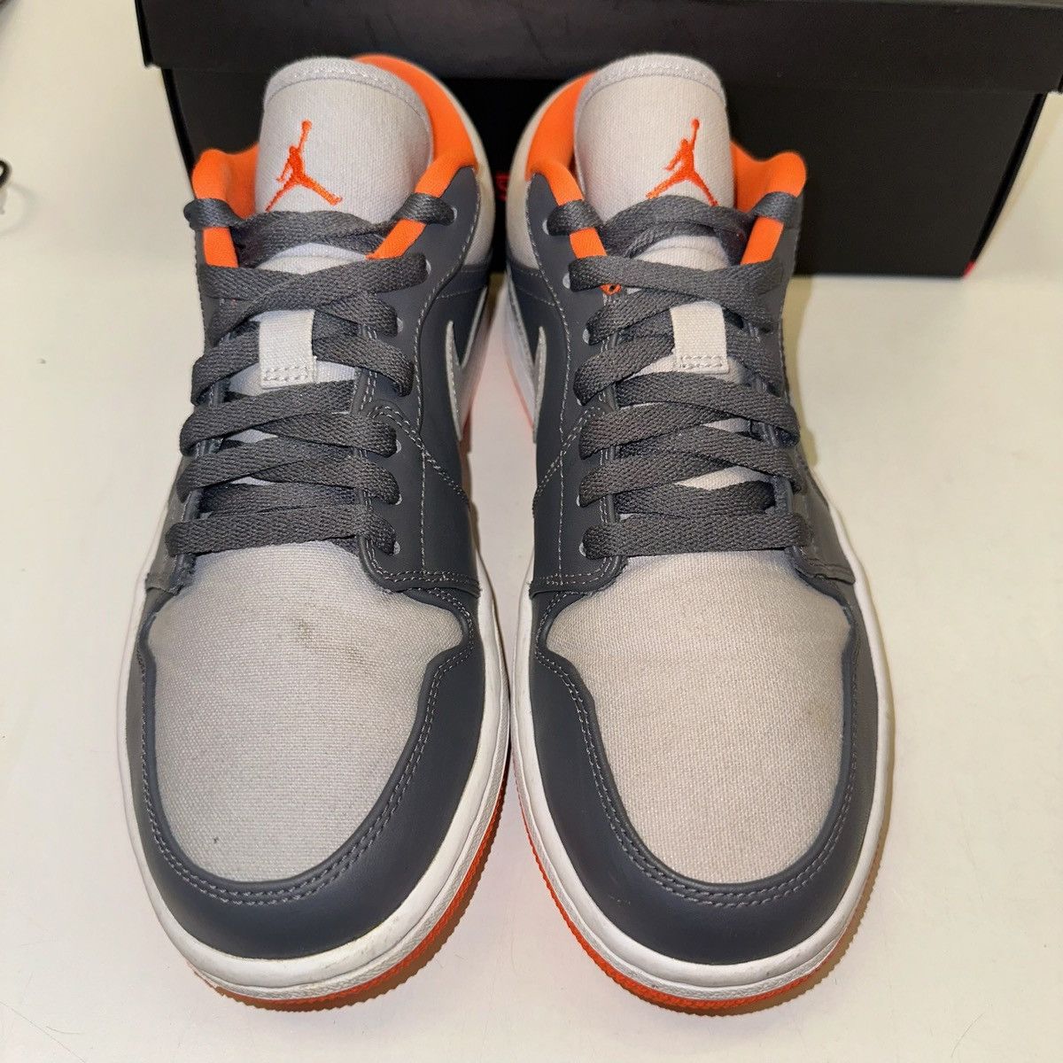 Jordan Brand Size 10 - Nike Air Jordan 1 Low Electric Orange Gray Size US 10 / EU 43 - 4 Thumbnail