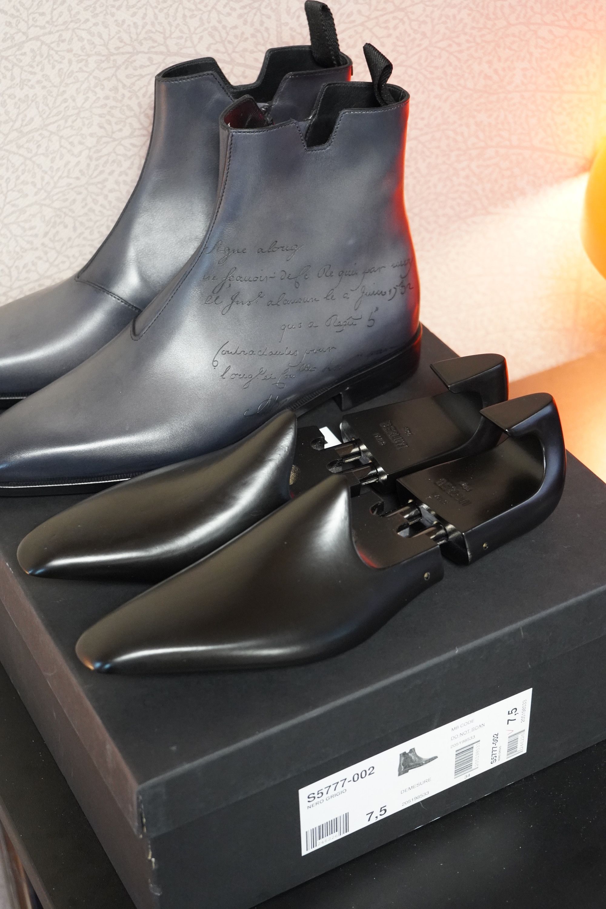 Berluti Berluti Demesure Scritto Leather Chelsea Boots Nero Grigio Size US 8.5 / EU 41-42 - 9 Thumbnail