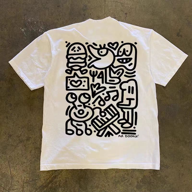 Vintage White washed retro cartoon graffiti print t-shirt Size US M / EU 48-50 / 2 - 1 Thumbnail