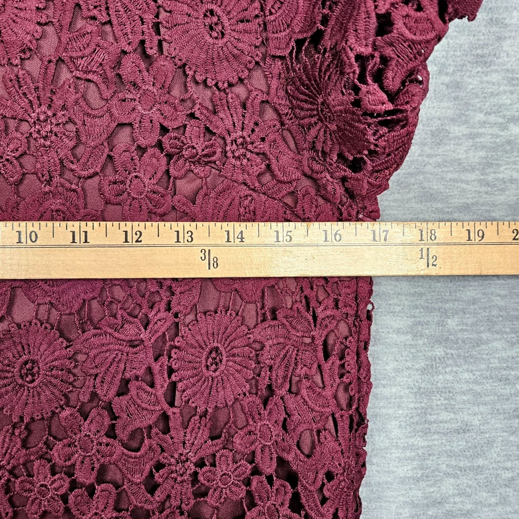 Lulus LULUS Women's S Burgundy Lace Short Sleeve Mini Dress - Color Red, A-Line, Polyester, All Season, Casual Party/Cocktail Size 28" / US 6 / IT 42 - 6 Thumbnail