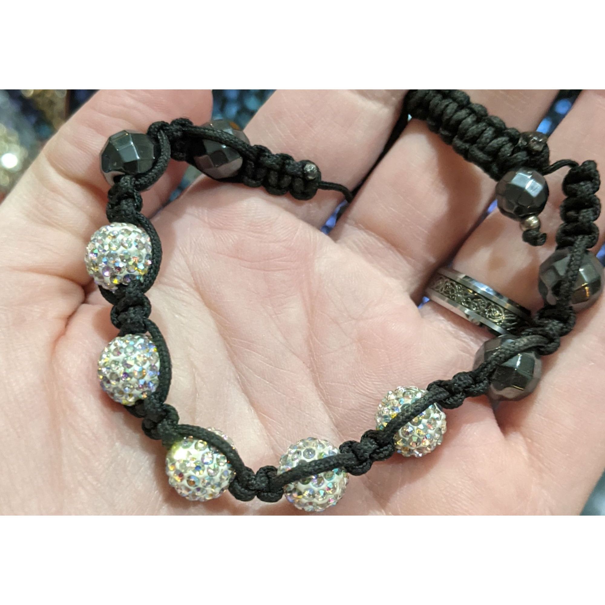 Other Black Aurora Borealis Beaded Shambala Bracelet Size ONE SIZE - 2 Thumbnail