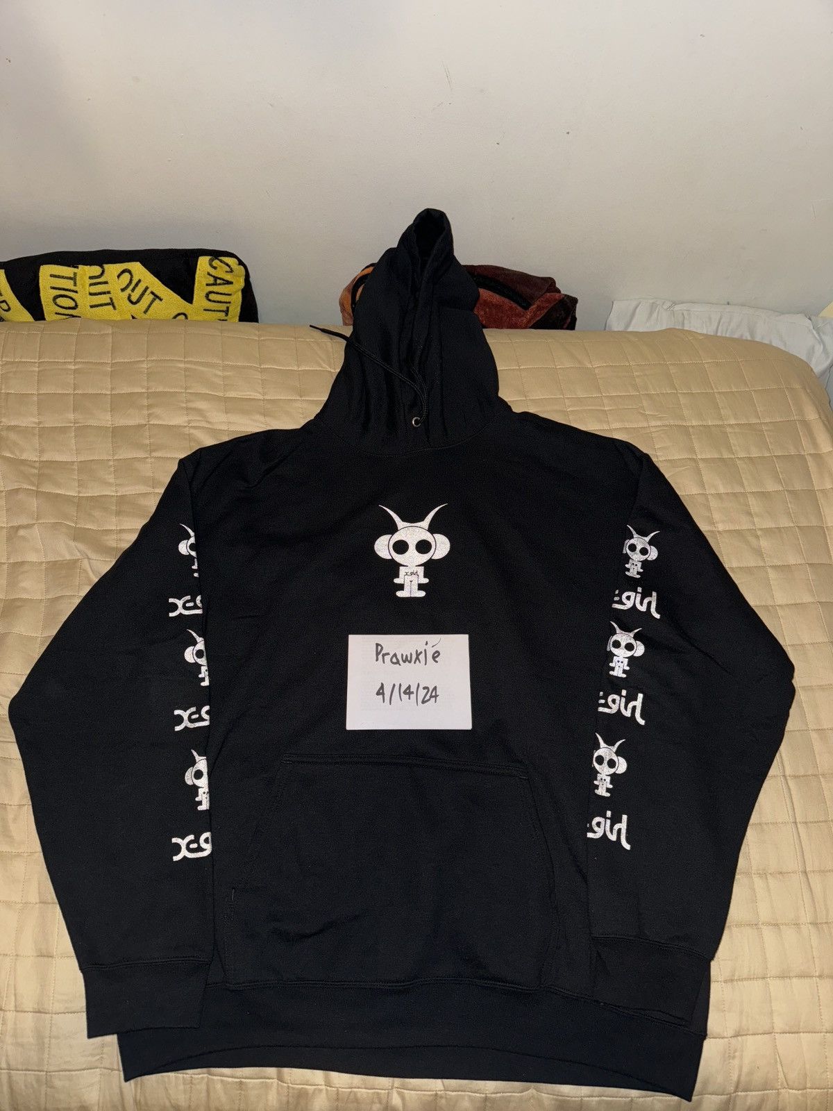 image of X Girl X Liquid Sky Collab Hoodie 2021 in Black, Men's (Size XL)