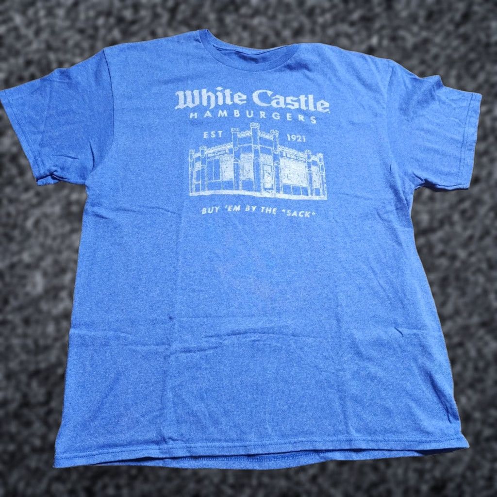 Vintage WHITE CASTLE Mens L Official Hamburgers Buy 'Em by the Sack Blue T Shirt Size US L / EU 52-54 / 3 - 1 Thumbnail