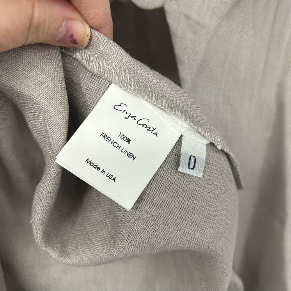 Enza Costa ENZA COSTA FRENCH LINEN BUTTON DOWN SHIRT IN MIST Size XS / US 0-2 / IT 36-38 - 3 Thumbnail