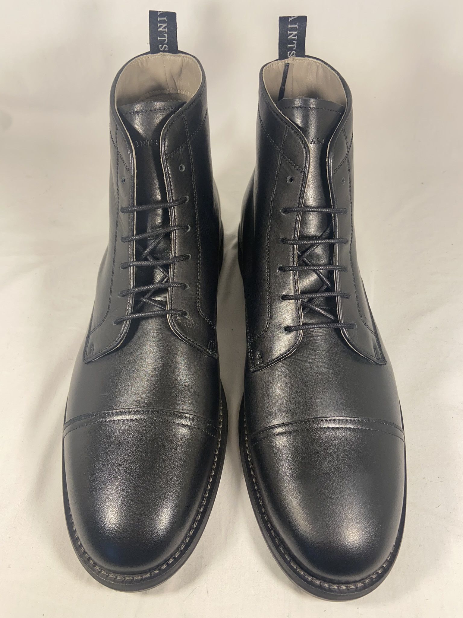 Allsaints Harland Cap Toe Black Leather Moto Combat Boots Size US 13 / EU 46 - 3 Thumbnail