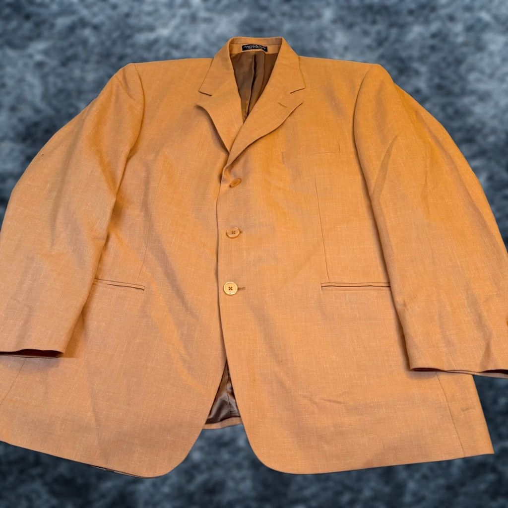 Vintage Millennium Collection Blazer Mens 46 Regular Orange Wool Silk Linen Three Button Blazer Mens Regular 46 Orange Wool Silk Linen Three Button Size 46R - 1 Thumbnail