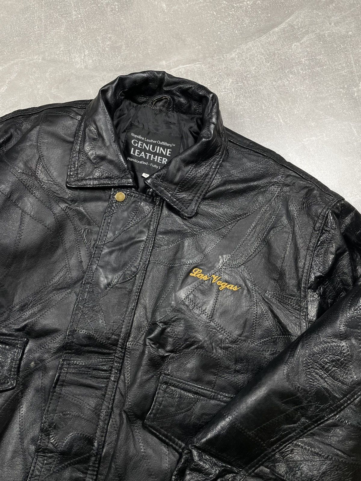 Genuine Leather × Vintage Vintage Leather Patchwork Las Vegas Retro Avant Garde Jacket Size US M / EU 48-50 / 2 - 7 Thumbnail