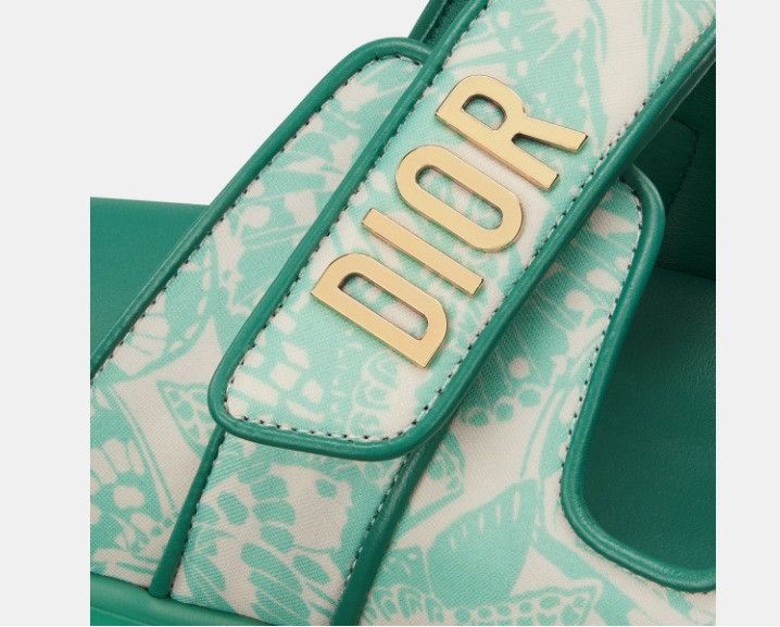 Dior o1w1db11124 Butterfly Print Slides in Sea Green Size US 7 / IT 37 - 5 Thumbnail