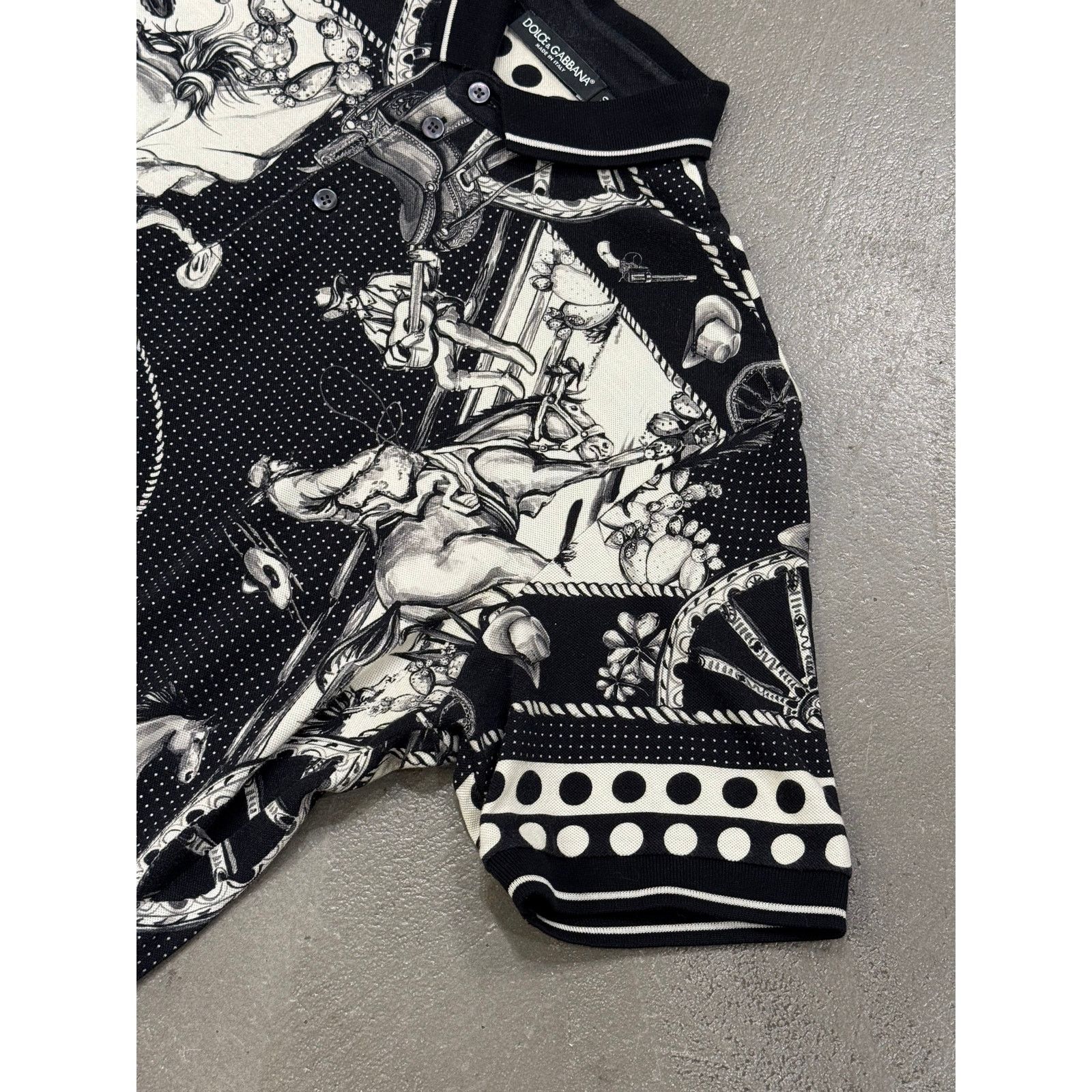 Dolce & Gabbana F/W 2016 Dolce & Gabbana Western-print Piqué Polo Shirt Size US M / EU 48-50 / 2 - 4 Thumbnail