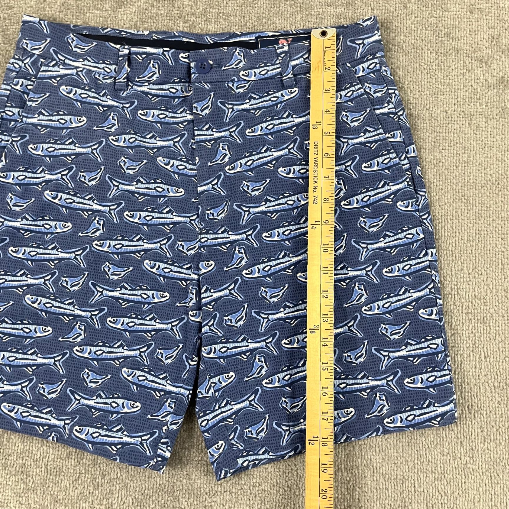Vineyard Vines VINEYARD VINES Performance Golf Chino Shorts Men 32 Blue Fish Print 8" Inseam Regular Fit Size US 32 / EU 48 - 5 Thumbnail