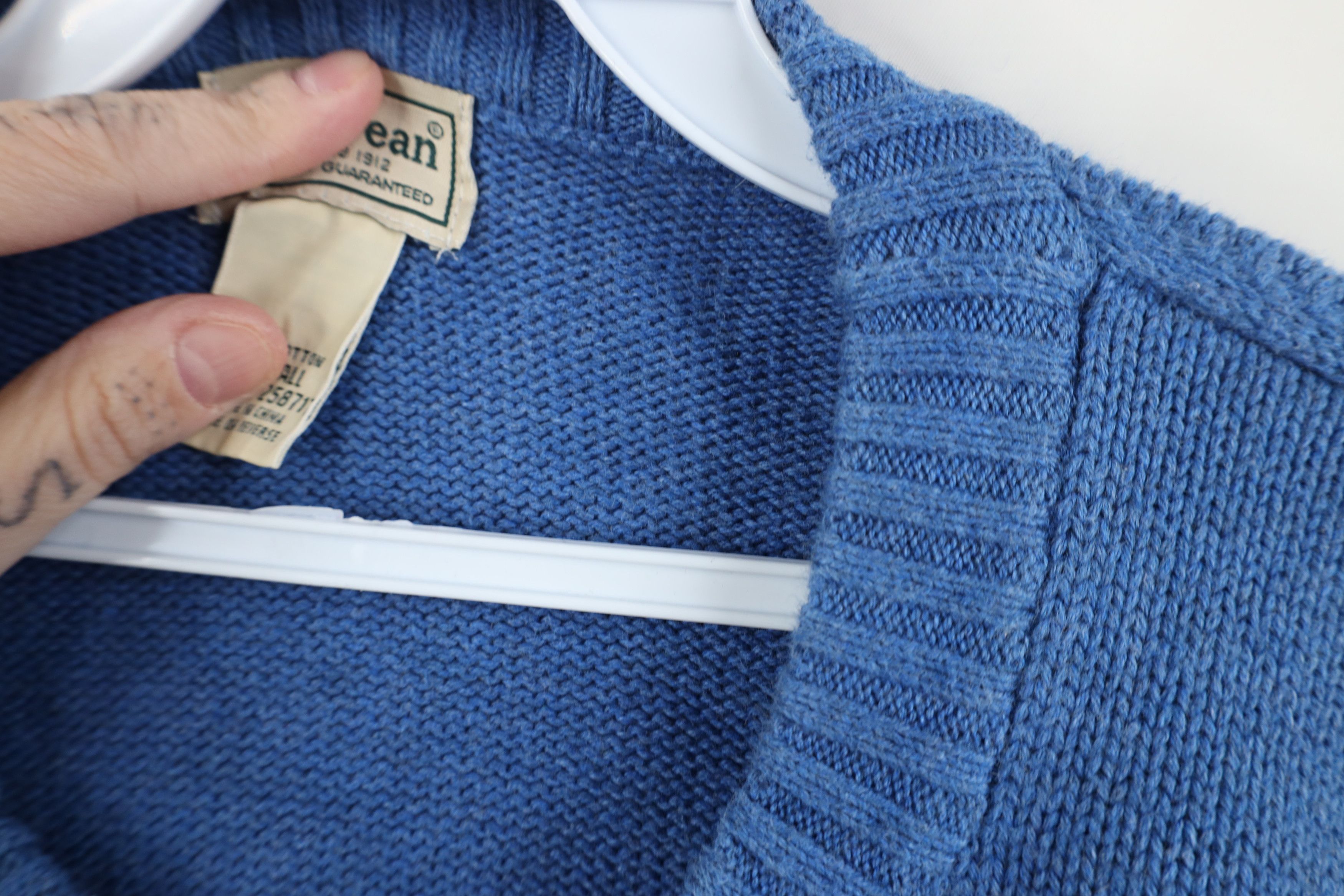 L.L. Bean Vintage 90s LL Bean Heavy Cotton Knit Crewneck Sweater Blue Size US XL / EU 56 / 4 - 7 Thumbnail