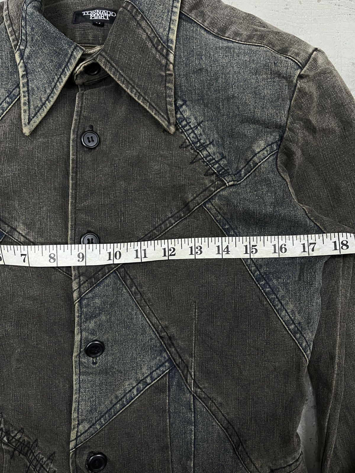 Designer × Japanese Brand × Tornado Mart TORNADO MART PATCHWORK DENIM DARTED SHIRT Size US M / EU 48-50 / 2 - 7 Thumbnail