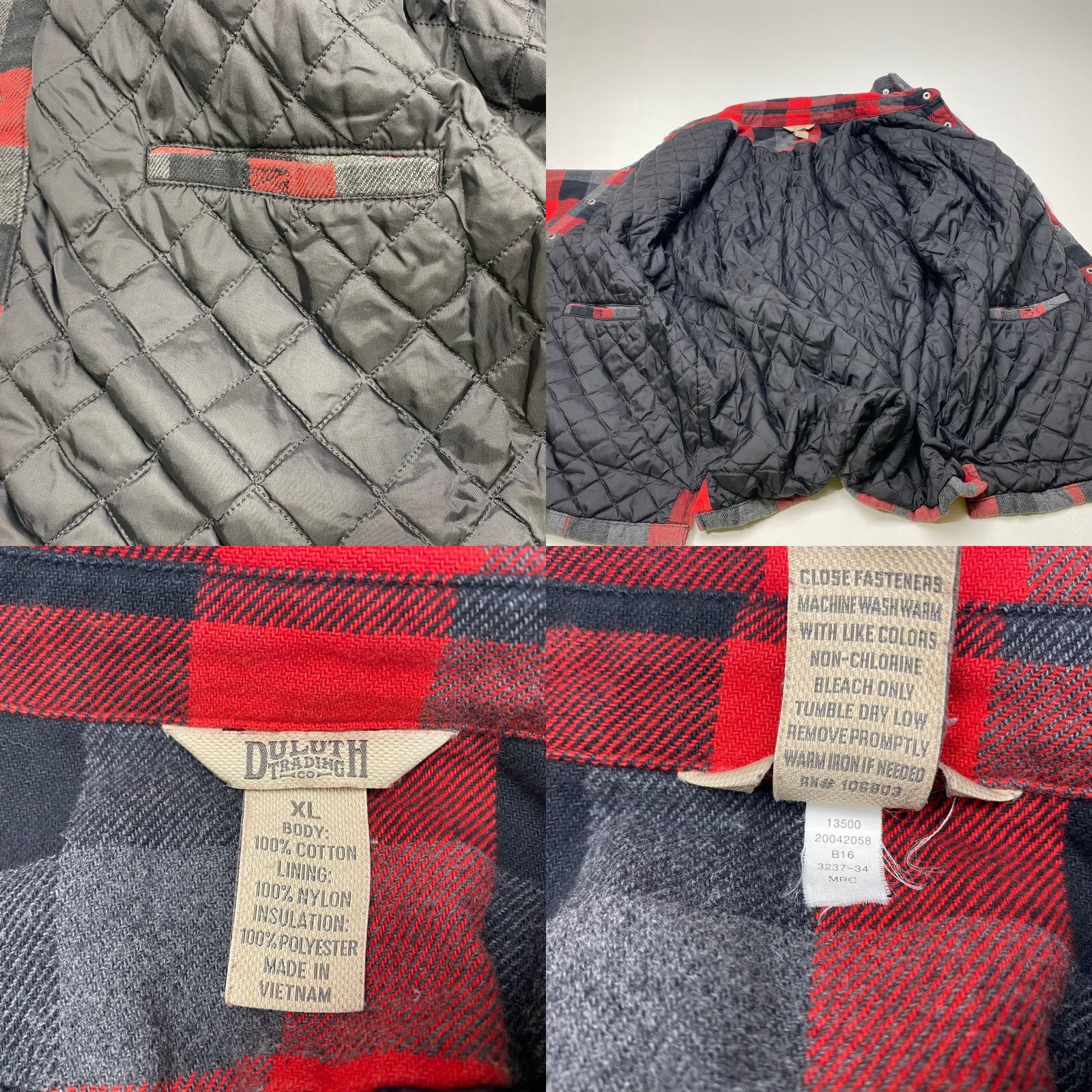 CO Duluth Trading Co Flapjack Flannel Shirt Women's XL Red Black Plaid Quilted 7862 Size XL / US 12-14 / IT 48-50 - 8 Thumbnail